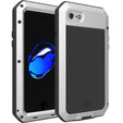 Etui do iPhone SE (2020)/SE (2022)/7/8, pancerne, z wbudowanym szkłem, srebrne