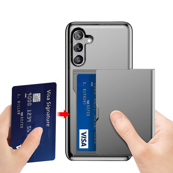 Etui do Samsung Galaxy A56 5G, Sliding Card Holder, szare