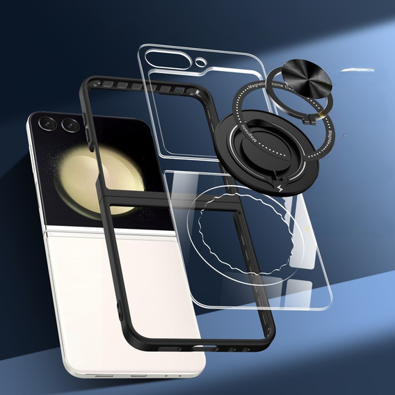 Etui do Samsung Galaxy Z Flip7 FE / Z Flip6, Corners Dropproof, do MagSafe, przezroczyste / czarne