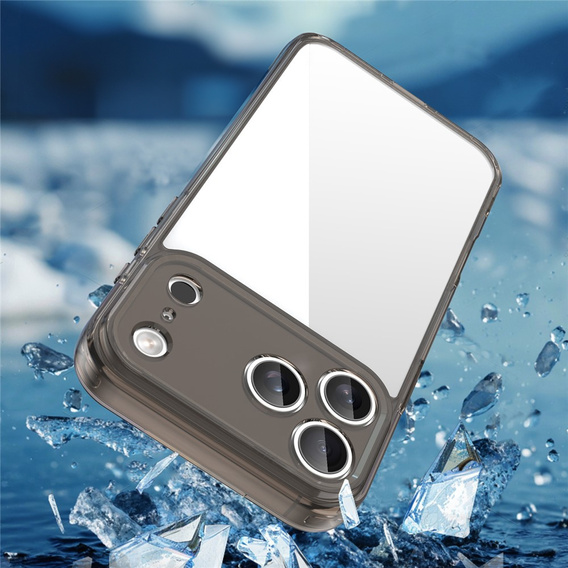 Etui silikonowe do iPhone 17 Pro Max, z twardym tyłem, przydymione czarne