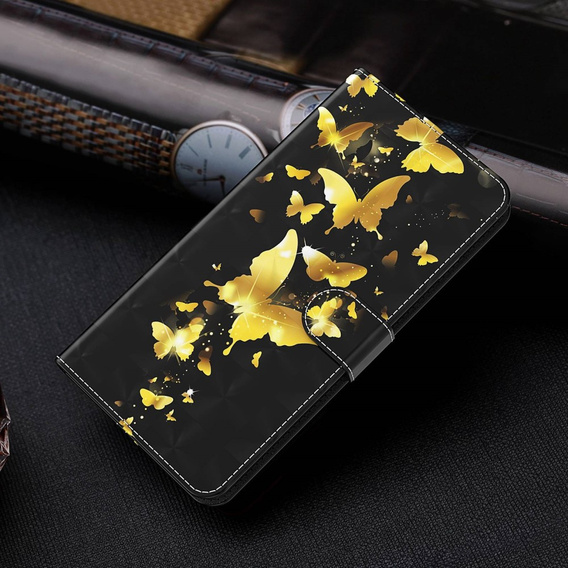 Etui z klapką do Samsung Galaxy A14 4G/5G, Wallet, Butterflies złote