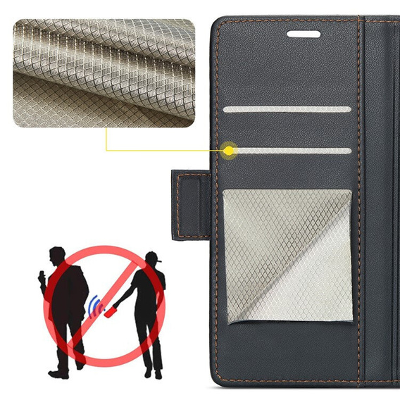 Etui do Samsung Galaxy A26 5G, ERBORD Glossy Litchi, portfel z klapką, czarne