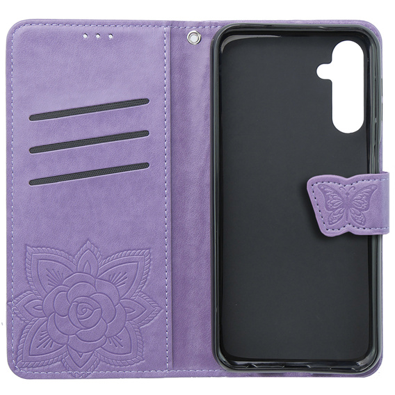 Etui z klapką do Samsung Galaxy S23 FE, Butterfly, fioletowe