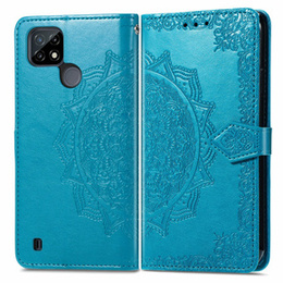 Etui z klapką do Realme C21Y / C25Y, Mandala, niebieskie