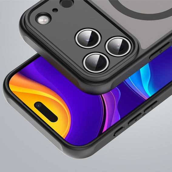 Etui matowe do iPhone 17 Pro Max, do MagSafe, z ochroną aparatów, czarne