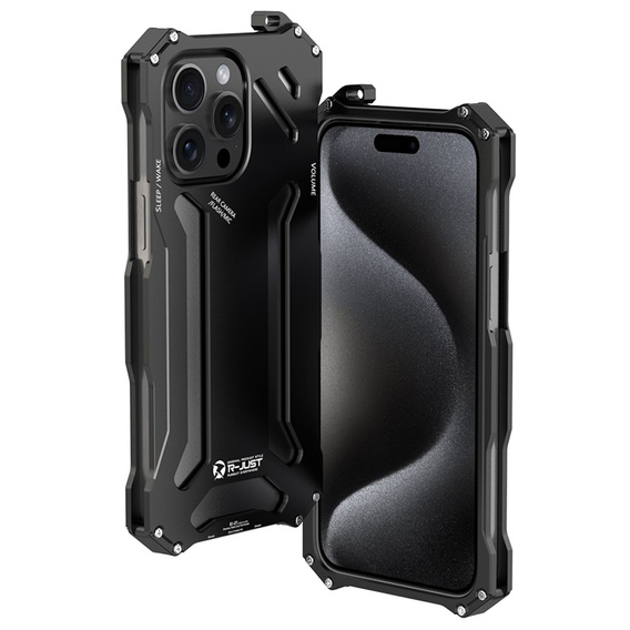 Etui R-JUST do iPhone 15 Pro, pancerne Hollow Armour, czarne