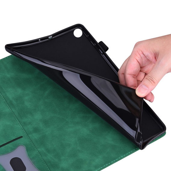 Etui biznesowe z eko-skóry do Samsung Galaxy Tab S10 Lite / S10 FE / S9 FE / S9 / S8 / S7 – zielone