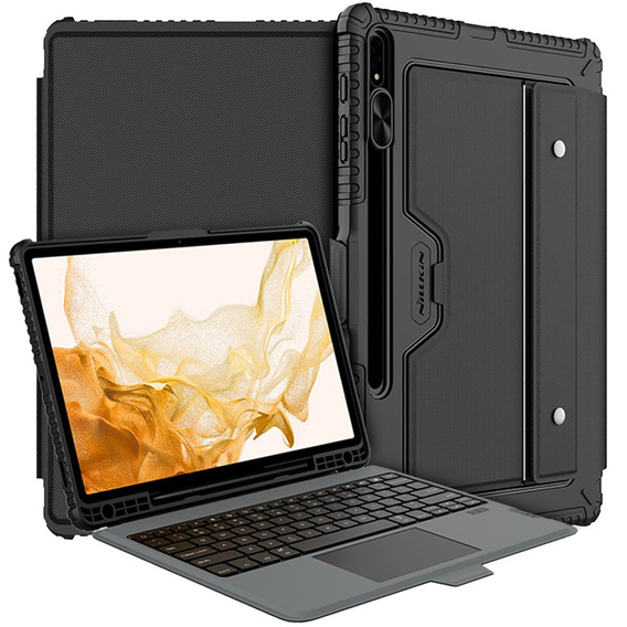 Etui z klawiaturą do Galaxy Tab S8+ / Tab S7 +/ Tab S7 FE, NILLKIN Bumper Pen Slot, czarne