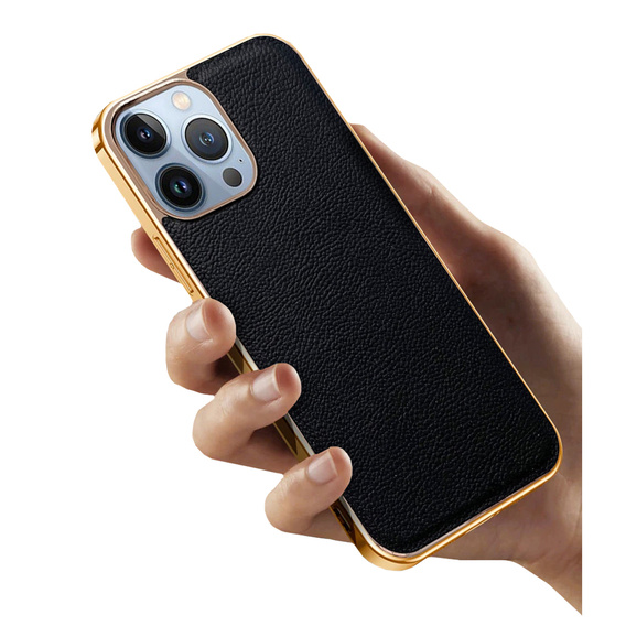 Etui do iPhone 14 Pro, Cowhide Leather, czarne