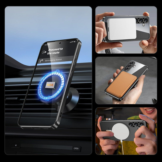 Etui do Samsung Galaxy A17 5G, Electro MagSafe, przezroczyste z czarnymi bokami