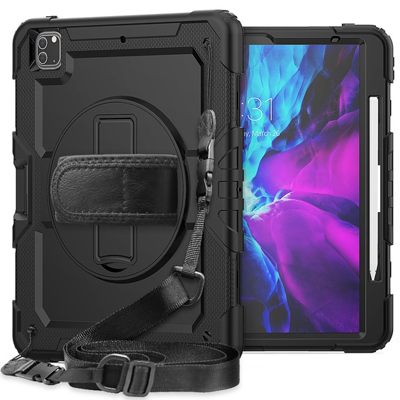 Etui pancerne do iPad Pro 12.9" 2022/2021/2020/2018 (6/5/4/3 gen.), ochronne 360 z miejscem na rysik, czarne