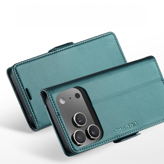 ERBORD Glossy Litchi – etui portfelowe z klapką do iPhone 17 Pro Max