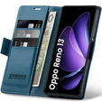 Etui do Oppo Reno 13, ERBORD Glossy Litchi, portfel z klapką, niebieskie