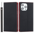 Etui z klapką do iPhone 14 Pro Max, Litchi Skin Grain, czarne