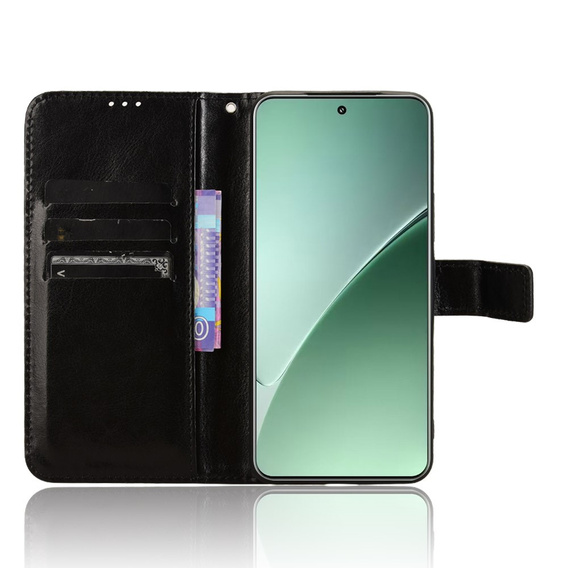 Etui z klapką do Xiaomi 15, Crazy Horse Wallet, czarne