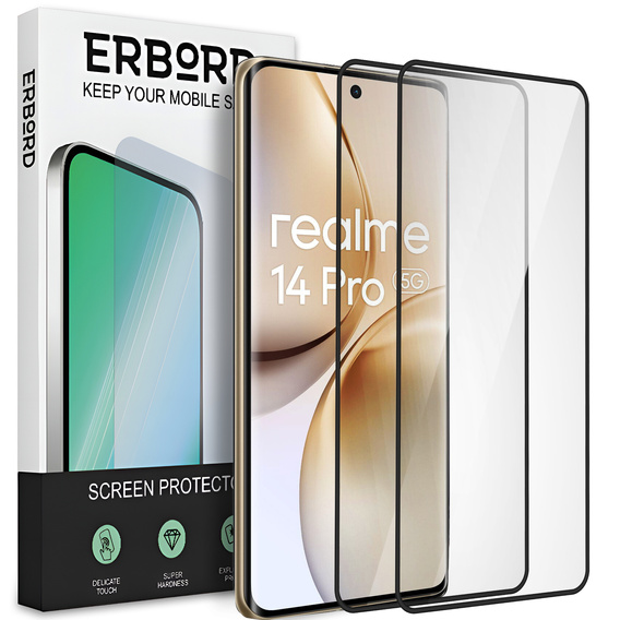 2x Szkło Hartowane ERBORD 3D do Realme 14 Pro 5G – ochrona całego ekranu