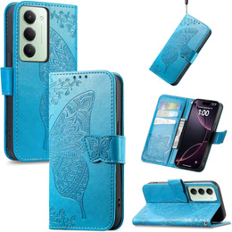 Etui z klapką do Xiaomi Redmi 15 5G / 4G, Motyl, niebieskie