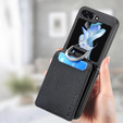 Etui do Samsung Galaxy Z Flip7 FE / Z Flip6, Card Slot Ring Case, czarne