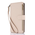 Etui z klapką do Samsung Galaxy S24 Ultra, Wallet Zipper Pocket RFID, z paskiem na ramię, białe