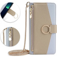 Etui z klapką do iPhone 14 Pro, Wallet Zipper Pocket, z lusterkiem, niebieskie