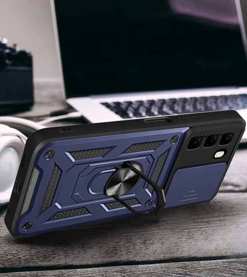 Etui pancerne do Infinix Hot 50 4G, CamShield Slide, niebieskie