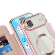 Etui z klapką do iPhone Air, RFID Wallet MagSafe z ochroną aparatu, różowe