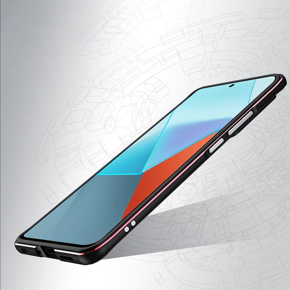 Etui do Xiaomi Redmi Note 13 Pro+, Armor Bumper, z osłoną obiektywu, czarne / czerwone