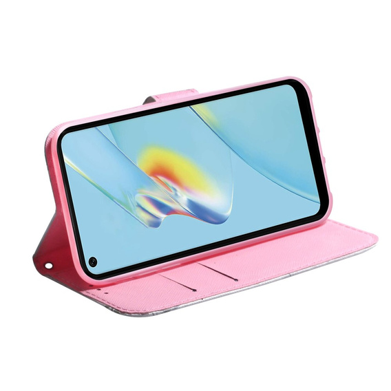 Etui z klapką do Oppo A17, Wallet, Flower białe