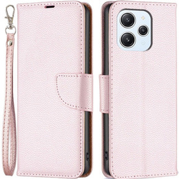 Etui z klapką do Xiaomi Redmi 12 4G, Wallet Litchi Magnet, różowe rose gold