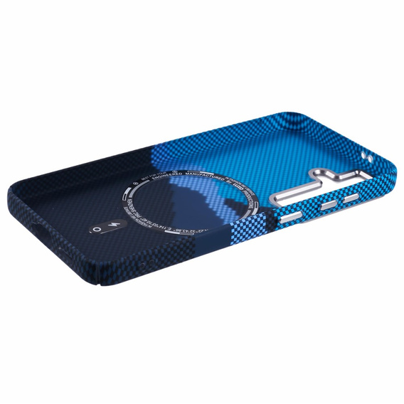 Etui do Samsung S25, Carbon Fiber MagSafe, niebieskie / granatowe