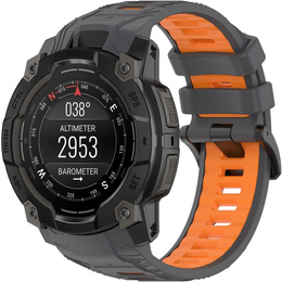 Pasek silikonowy do Garmin Instinct 3 Solar / Instinct 3 AMOLED 50 mm, sportowy – szaro-pomarańczowy