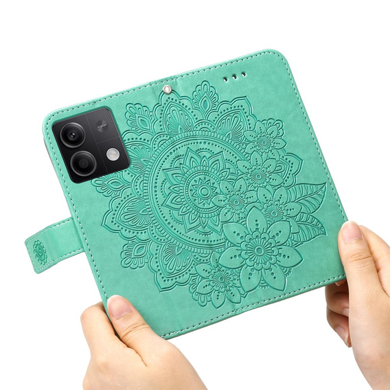 Etui z klapką do Xiaomi Redmi Note 13 5G, Mandala, zielone