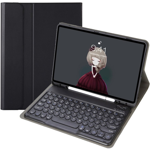 Etui z klawiaturą do iPad 10.2" 2021/2020/2019 (9/8/7 gen.) / Air 10.5" 2019 (3 gen.), Leather Pen Slot, czarne