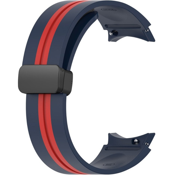 Pasek Silikonowy do Samsung Galaxy Watch 4/5/6 40/42/43/44/45/46/47mm, Granatowy / Czerwony