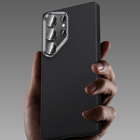 Etui BENKS Kevlar do Samsung Galaxy S25+ Plus, Carbon Fiber 600D 0044, do MagSafe, czarne