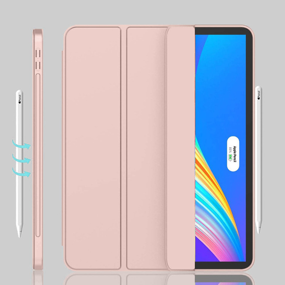 Etui do iPad Pro 12.9" 2022/2021/2020 (6/5/4 gen.), Smart Pencil, z miejscem na rysik, różowe