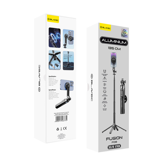 Blavec Fusion P06 – aluminiowy selfie stick z MagSafe, statywem i pilotem
