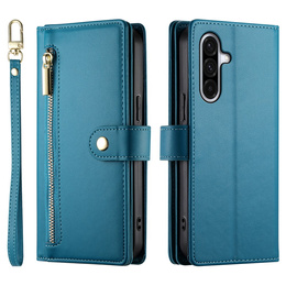 Etui z klapką do Samsung Galaxy A17 5G, Wallet Zipper Pocket, portfelowe, niebieskie