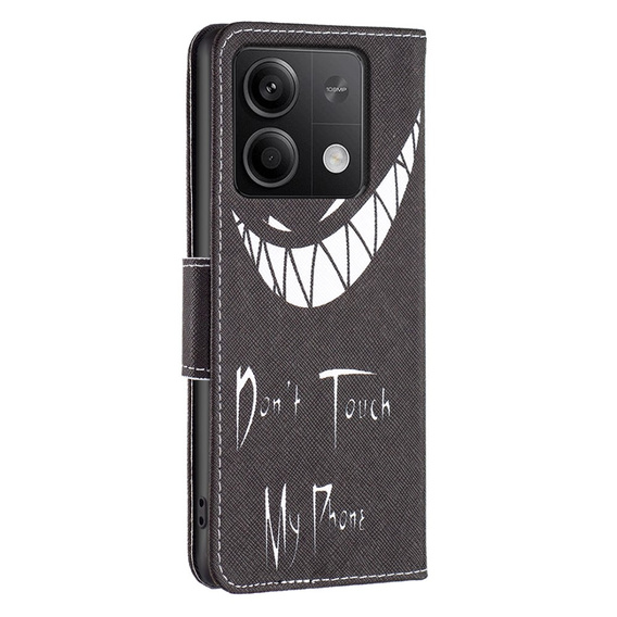 Etui z klapką do Xiaomi Redmi Note 13 5G, Wallet, Don't Touch My Phone czarne