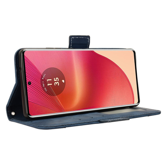 Etui z klapką do Motorola Edge 50 Fusion 5G, Card Slot, granatowe