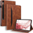 Etui do Samsung Galaxy Tab S10 FE+ Plus, Classic, z miejscem na rysik, brązowe