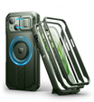 Etui pancerne do iPhone 15, Dexnor CamProtect MagSafe, zielone (Dwie ramki)