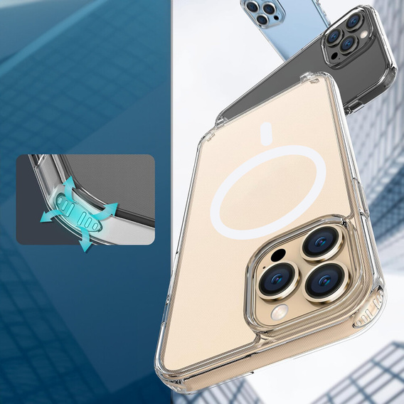 Etui ze smyczą do iPhone 16 Pro, ERBORD MagSafe, przezroczyste + Szkło na ekran