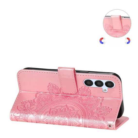 Etui z klapką do Samsung Galaxy A54 5G, Mandala, różowe rose gold
