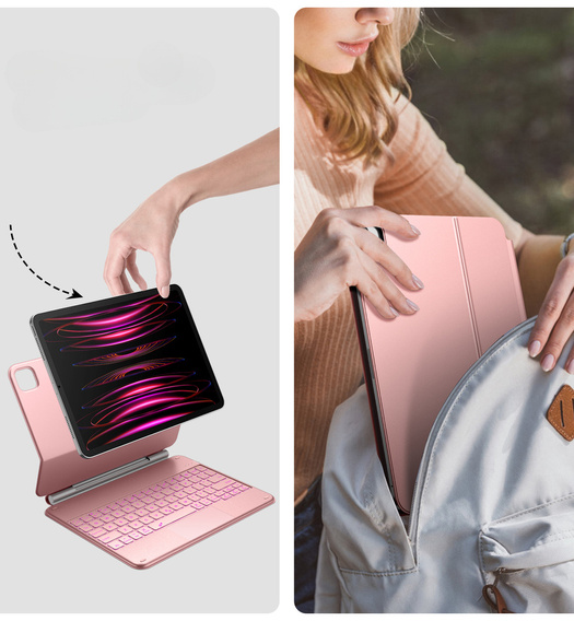 Etui z klawiaturą Dracool do iPad Air 11" 2024 (6 gen.) / Air 10.9" 2022/2020 (5/4 gen.) / Pro 11" 2022/2021/2020/2018 (4/3/2/1 gen.), różowe