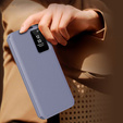 Etui do Samsung Galaxy S25 Edge – skórzane z okienkiem Smart View i kieszenią na kartę, fioletowe