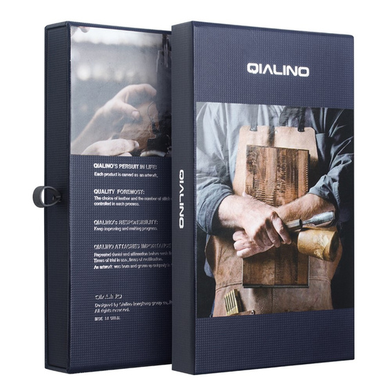 Etui z klapką do iPhone 17 Pro Max, QIALINO skórzane portfelowe - brązowe