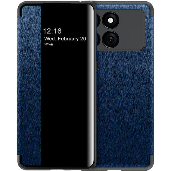Etui z klapką do Xiaomi Poco F6 Pro, Side View, niebieskie