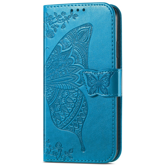 Etui z klapką do Samsung Galaxy A17 5G, portfelowe, Motyl, niebieskie