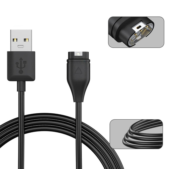Kabel USB/ładowarka do smartwachy Garmin, czarny